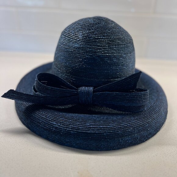 Charleston Straw Hat *Custom* For smaller head Adjustable Sizer Band Navy Navy S